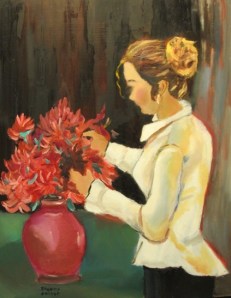 Julie A. Fast arranging flowers